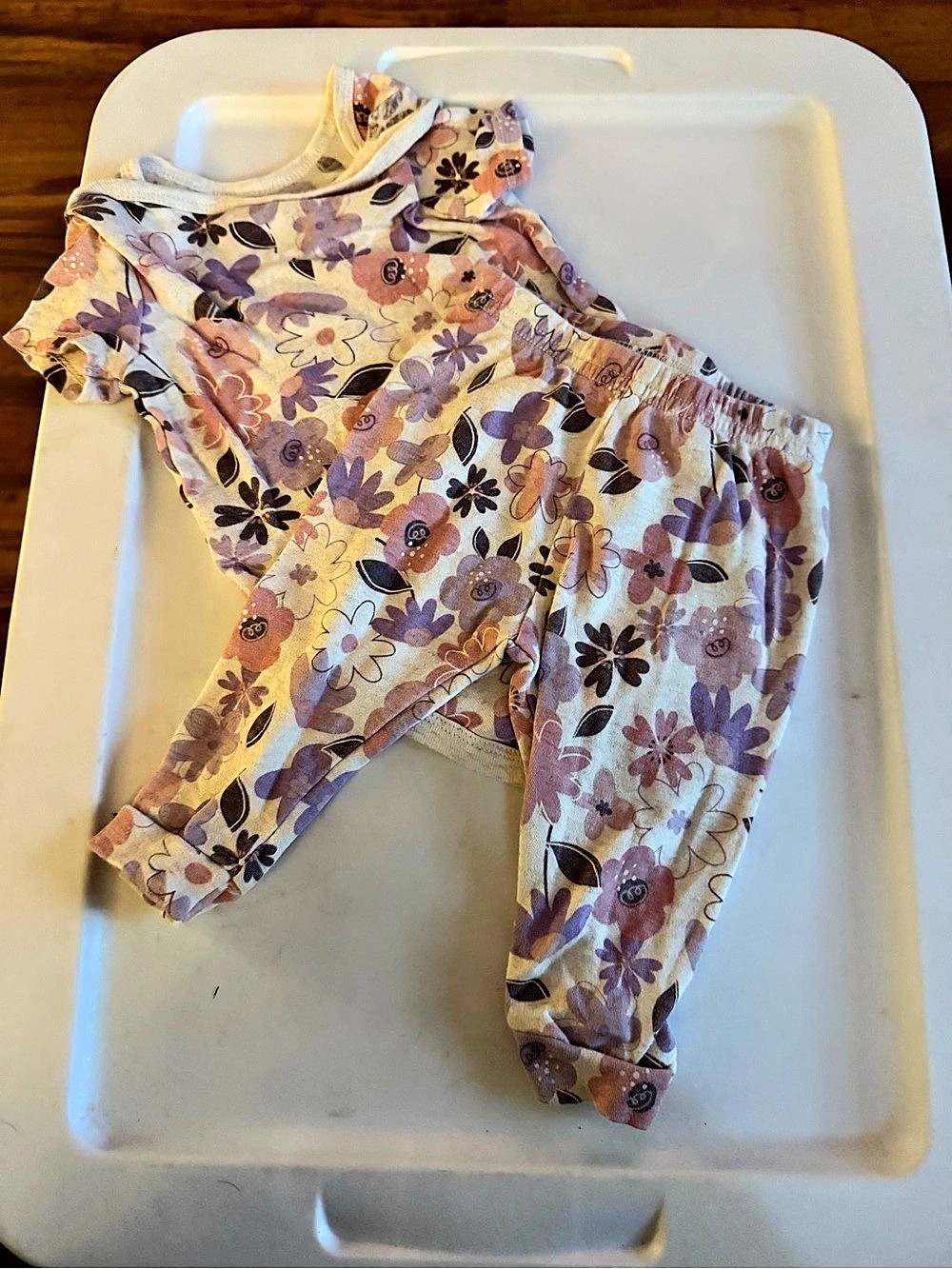Floral Footie in Purple & Pink